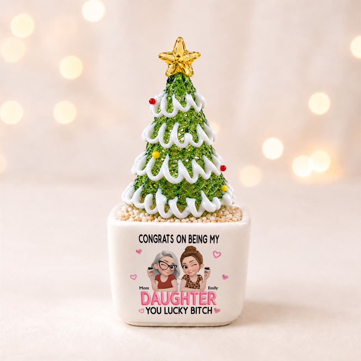 Congrats My Daughter - Personalized Glass Christmas Tree