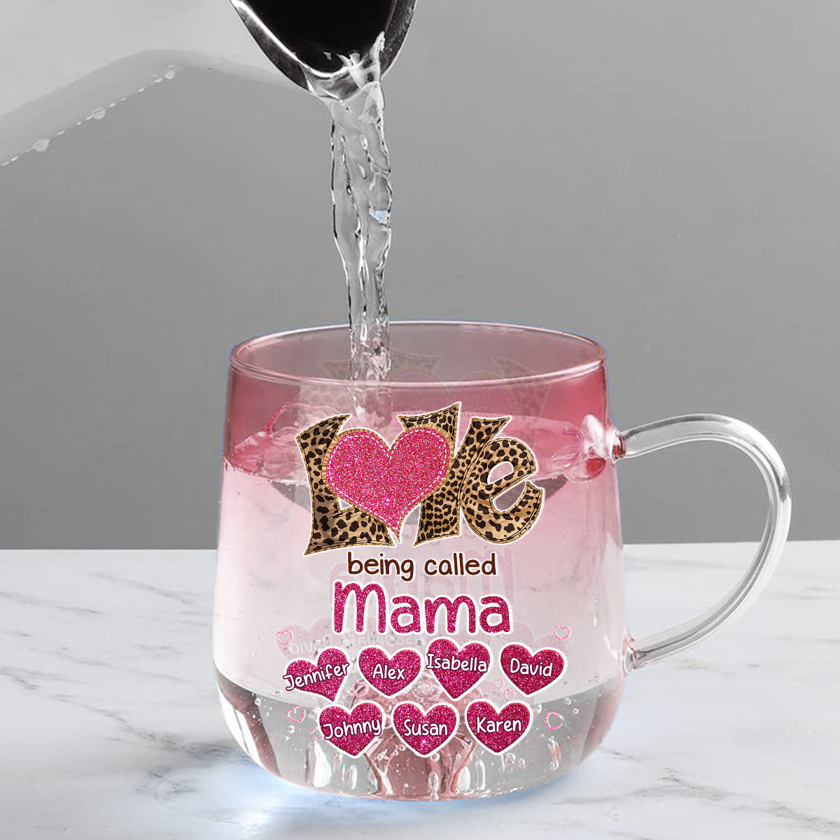 Custom Mother's Day Gift for Mom & Grandma • Love Being Called Grandma - Personalized Pink Gradient Glass Mug