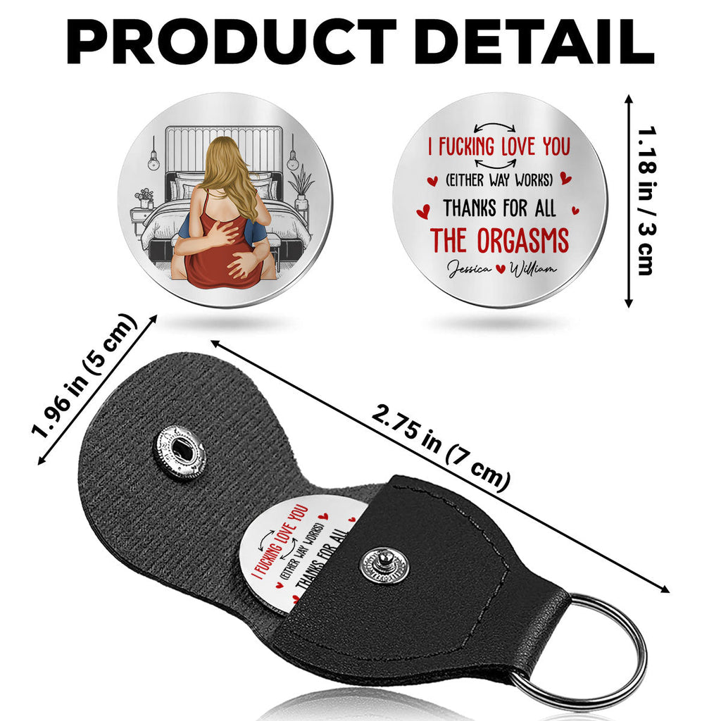 Custom Coin Keychain for Husband, Couple Anniversary Valentine's Day Gifts • Either Way Works - Personalized Pocket Hug