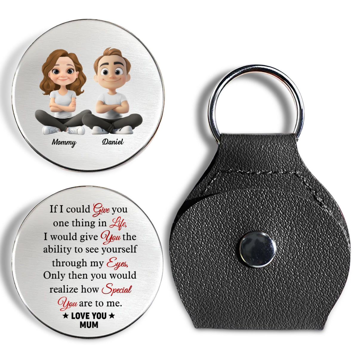 Custom Coin Keychain for Son, Father's Day Birthday Gifts • I Wish I Could Give You - Personalized Pocket Hug