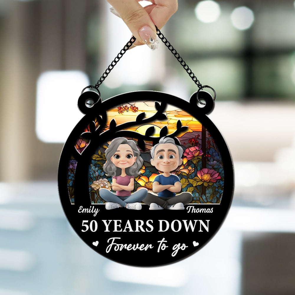 Custom Couple Hanging Decor, Anniversary Valentine's Day Gifts • Forever To Go Together - Personalized Suncatcher