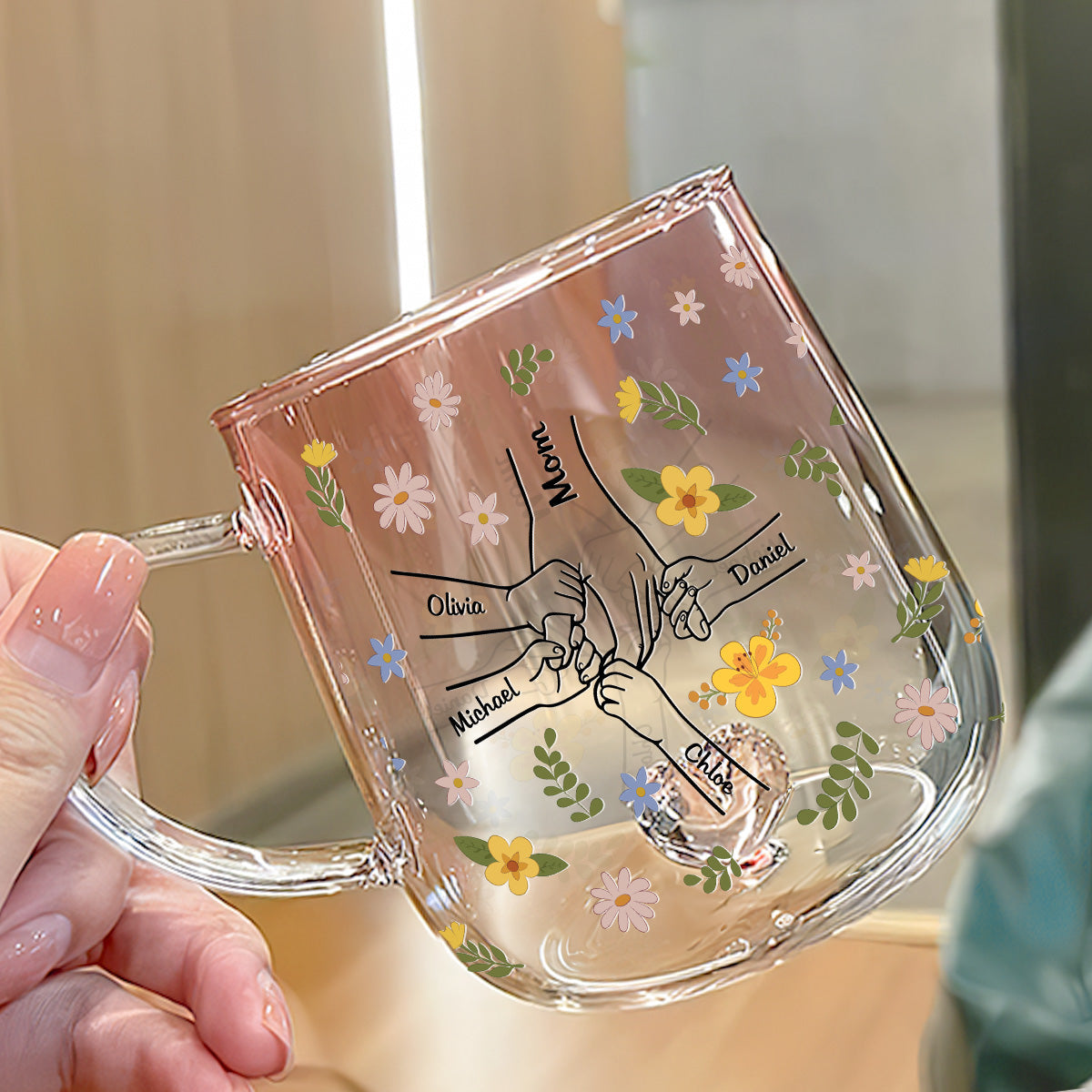 Custom Mother's Day Gift for Mom & Grandma • Best Mom Ever - Personalized Pink Gradient Glass Mug