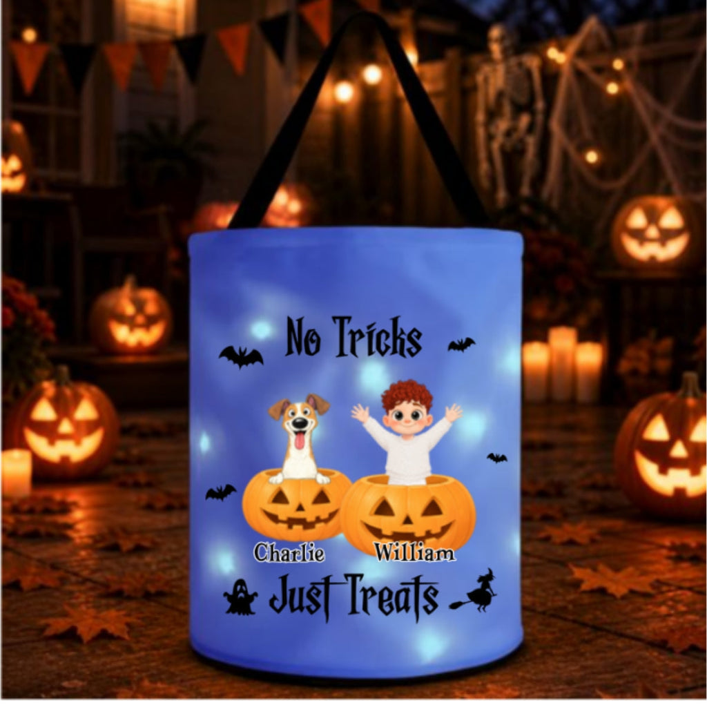 No Tricks Just Treats - Personalized Light Up Basket