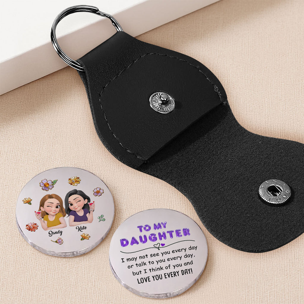 Custom Coin Keychain for Daughter Mom, Mother's Day Birthday Gifts • Love You Every Day - Personalized Pocket Hug