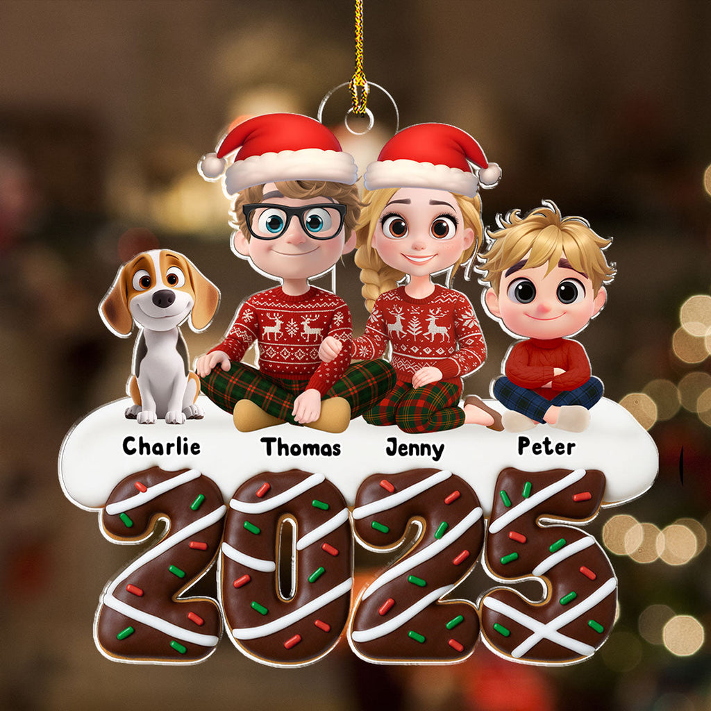 Custom Family Ornament, Christmas Gift for Family Members •  Happiness Baked Into Every Moment - Personalized Acrylic Ornament