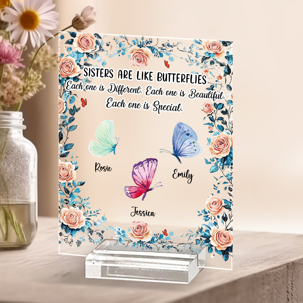 Custom Friendship Decor, Christmas Birthday Gifts For Best Friend • Sisters Make The Good Times Unforgettable - Personalized Acrylic Plaque With Base