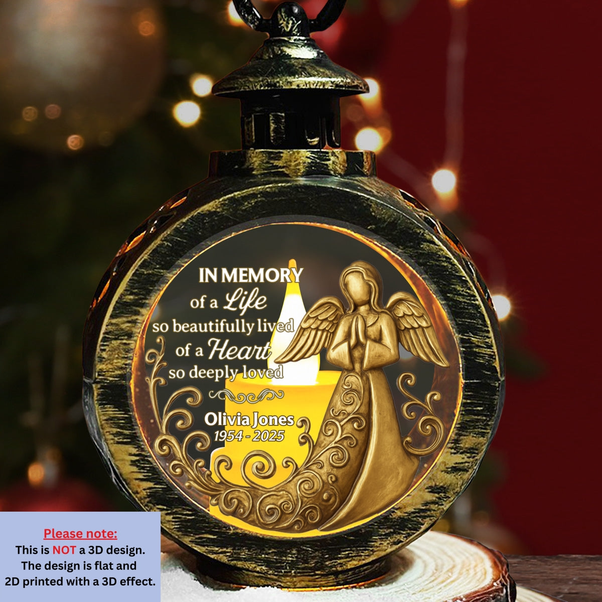 Custom Name Memorial Christmas Night Light, Remembrance Gifts • Deeply Loved - Personalized Christmas Lantern