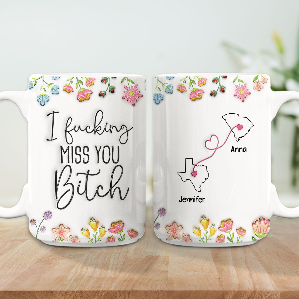 Custom Best Friend, Christmas & Birthday Friendship Keepsake Gift • Always Miss You - Personalized 3D Inflated Effect Mug