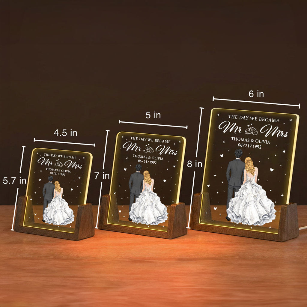 Custom Couple Gift for Anniversary, Valentine's Day, Christmas • The Day We Became Mr And Mrs - Personalized Night Light