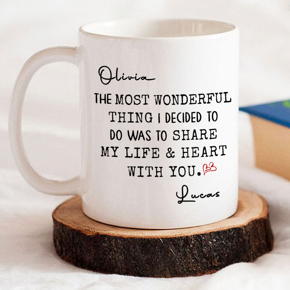 Custom Anniversary Keepsake Gifts For Couple • My Life And My Heart - Personalized Coffee Mug