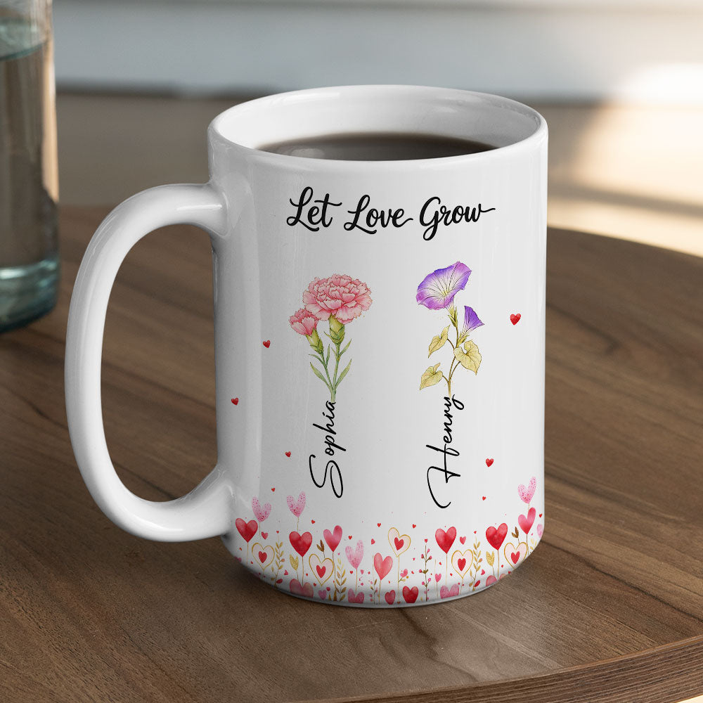 Custom Anniversary Keepsake Gifts For Couple • Let Love Grow - Personalized Coffee Mug