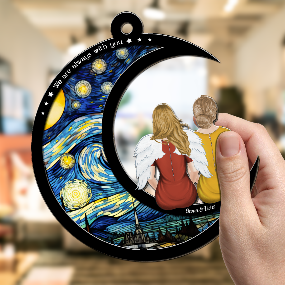 Custom Family Name Hanging Decor, Christmas Birthday Gift •  I Am Always With You - Personalized Suncatcher
