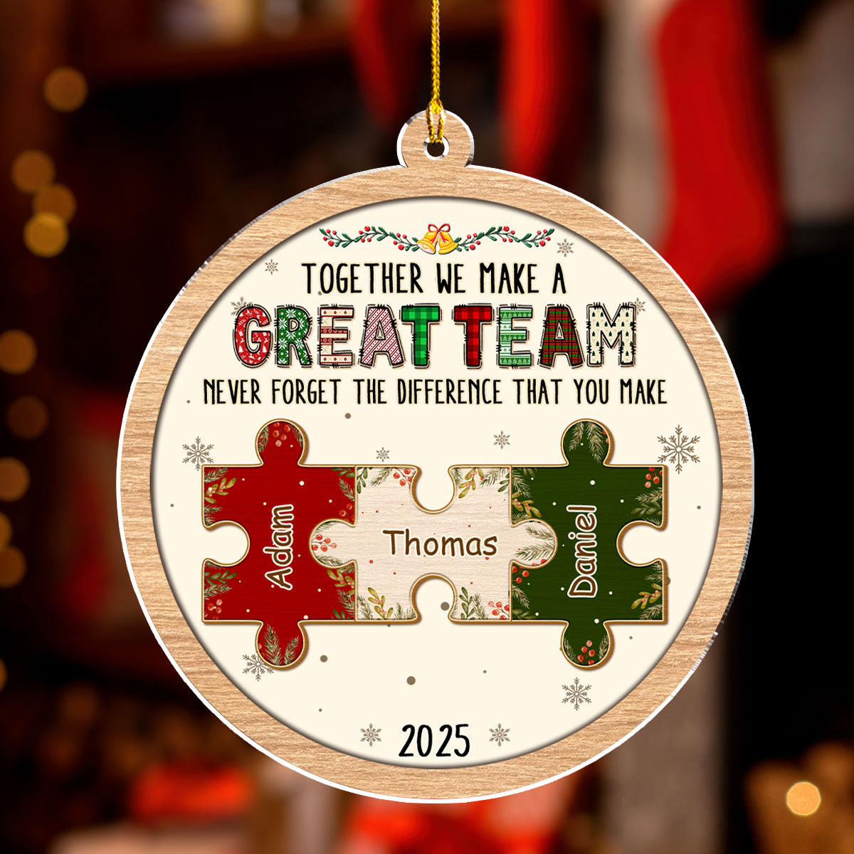 Custom Coworker Christmas Ornament, Team Appreciation Gift •  Great Team Puzzle - Personalized Acrylic Ornament