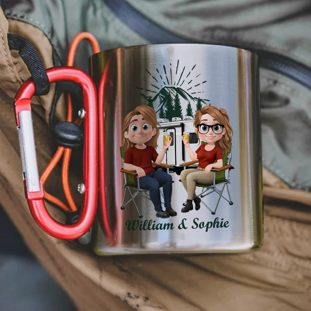 Custom Anniversary Keepsake Gifts For Couple • Camping Partner - Personalized Carabiner Mug