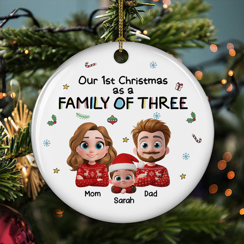 Custom Baby First Christmas Ornament for New Parents •  First Christmas With Baby - Personalized Ceramic Ornament