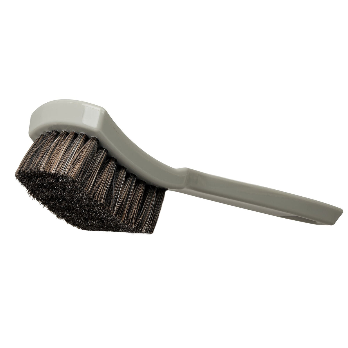 Nifty Leather Cleaning Brush - 45 degree angle view showing dense bristles and handle