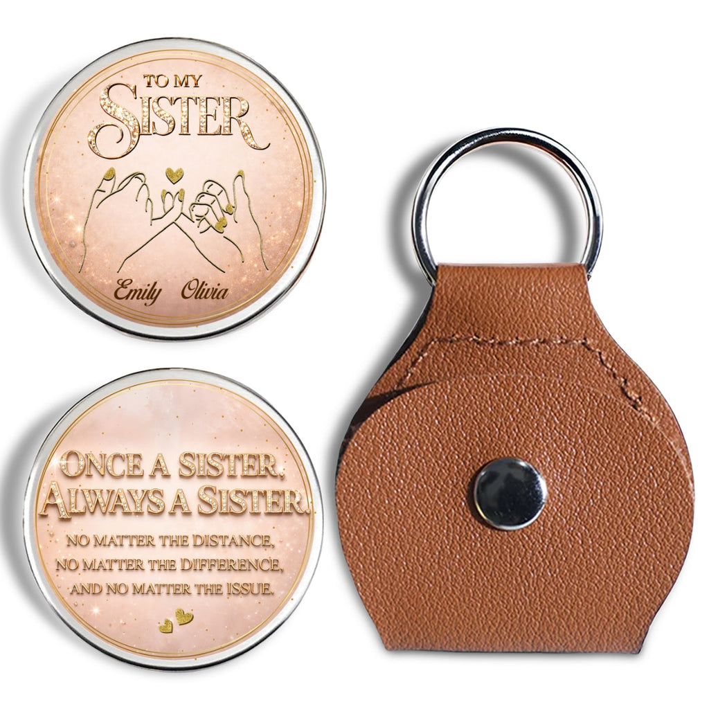 Custom Sister Siblings Coin Keychain, Christmas Birthday Gifts • Soulmate Sister - Personalized Pocket Hug