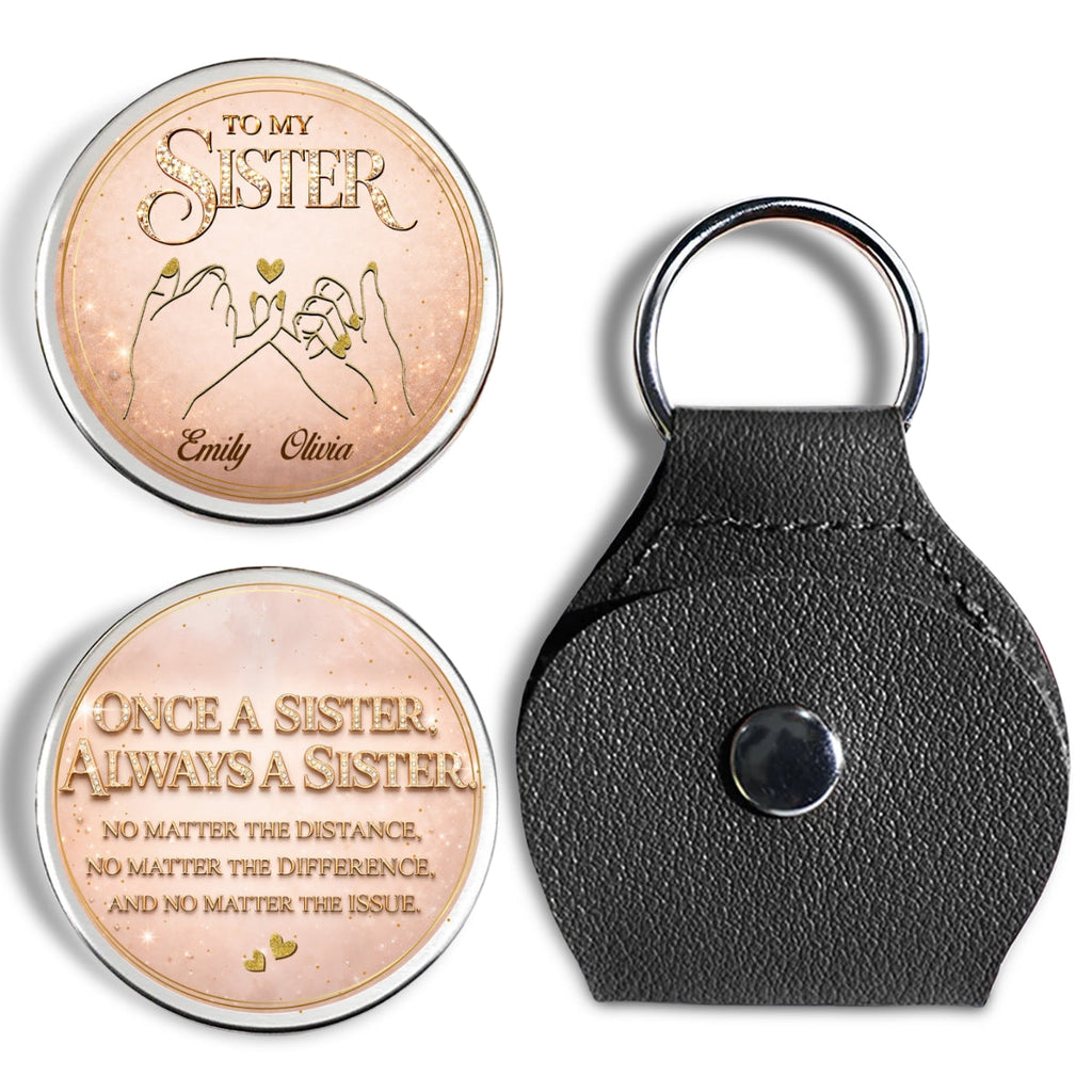 Custom Sister Siblings Coin Keychain, Christmas Birthday Gifts • Soulmate Sister - Personalized Pocket Hug