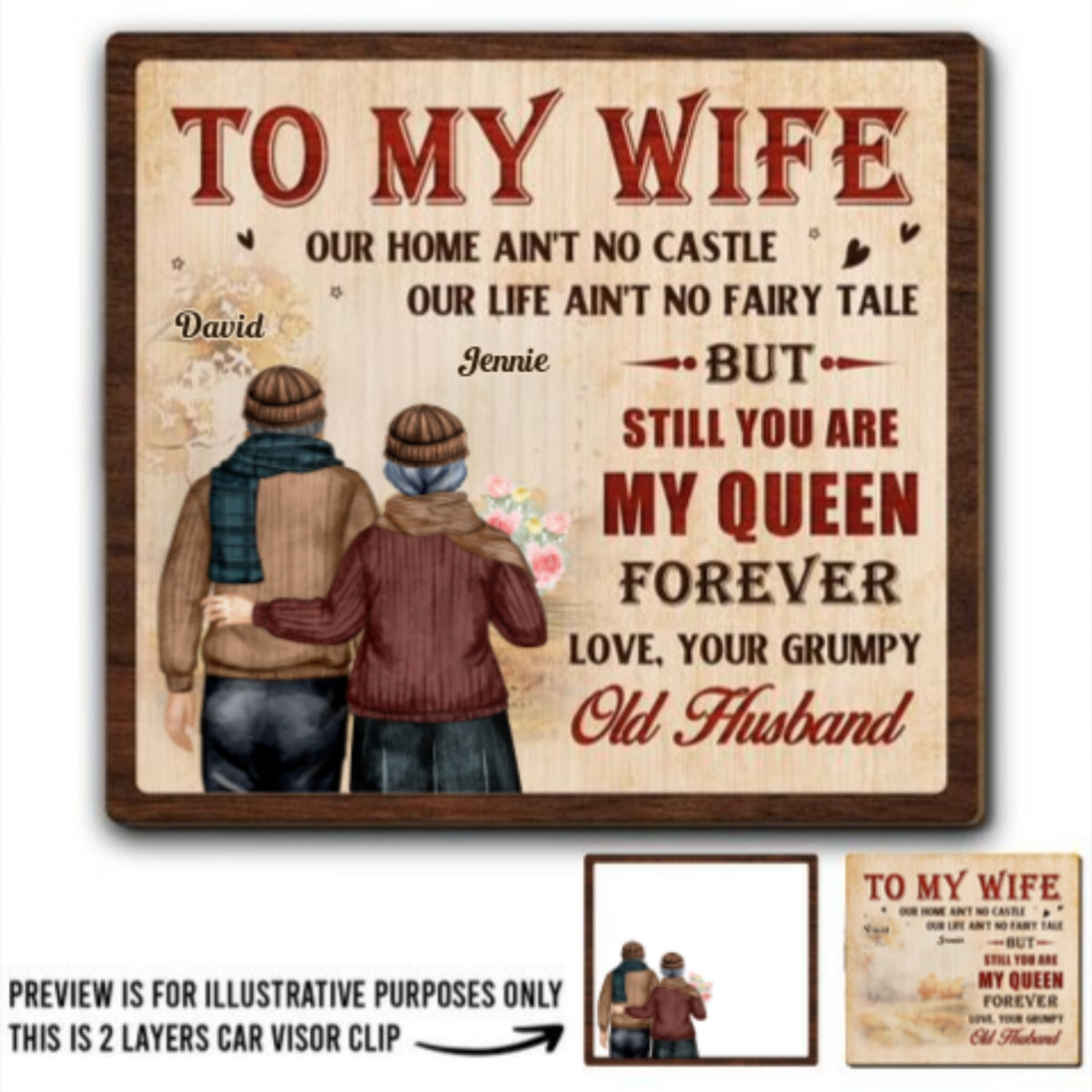 To My Queen - Personalized Car Visor Clip