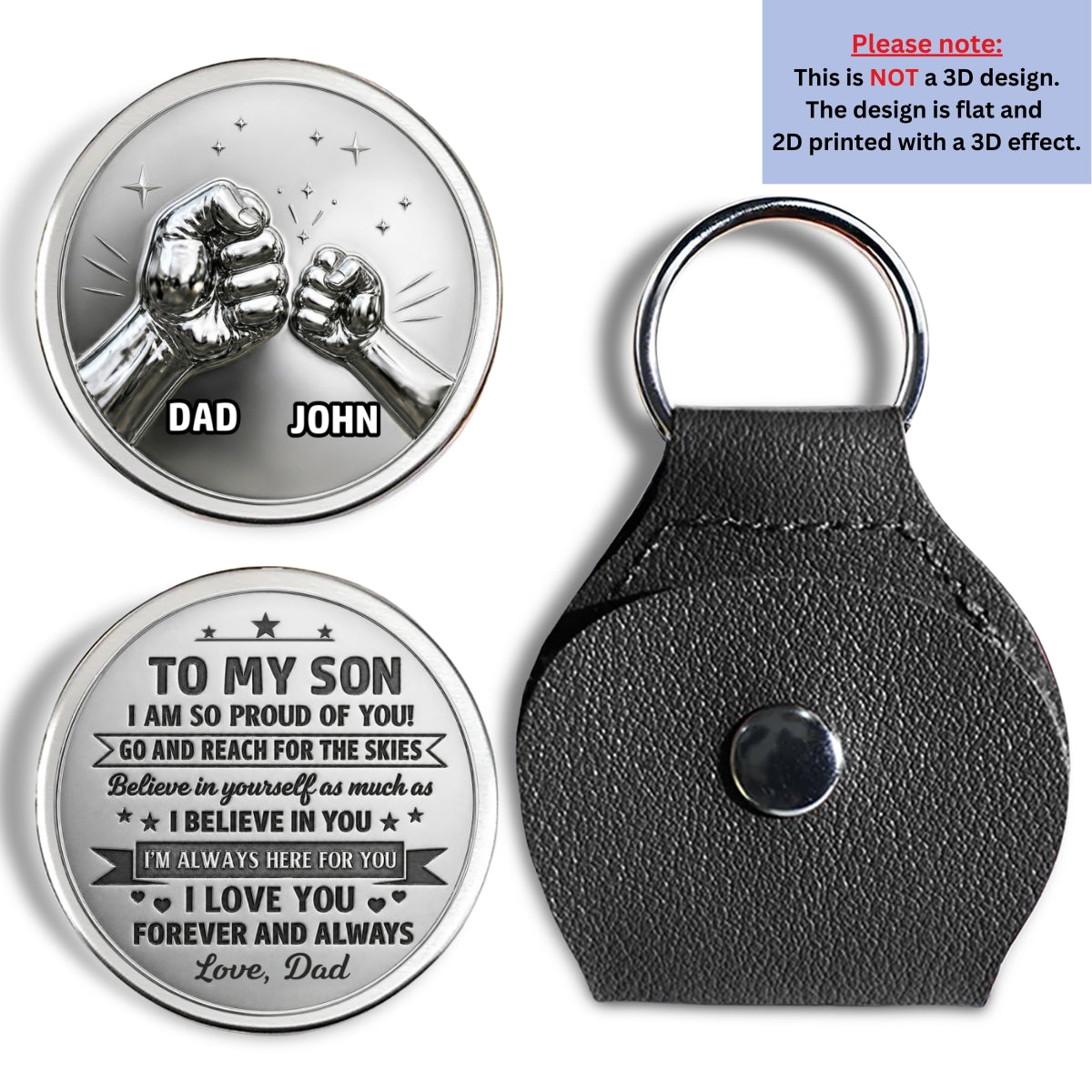 Custom Coin Keychain for Son, Father's Day Birthday Gifts • Reach For The Skies - Personalized Pocket Hug