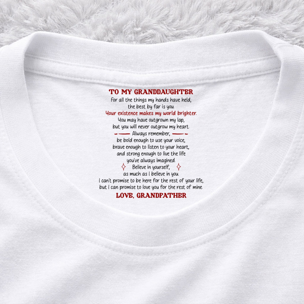Custom Christmas & Birthday Gift for Daughter • Your Existence Makes My World Brighter - Personalized Inside Neck Print T-Shirt