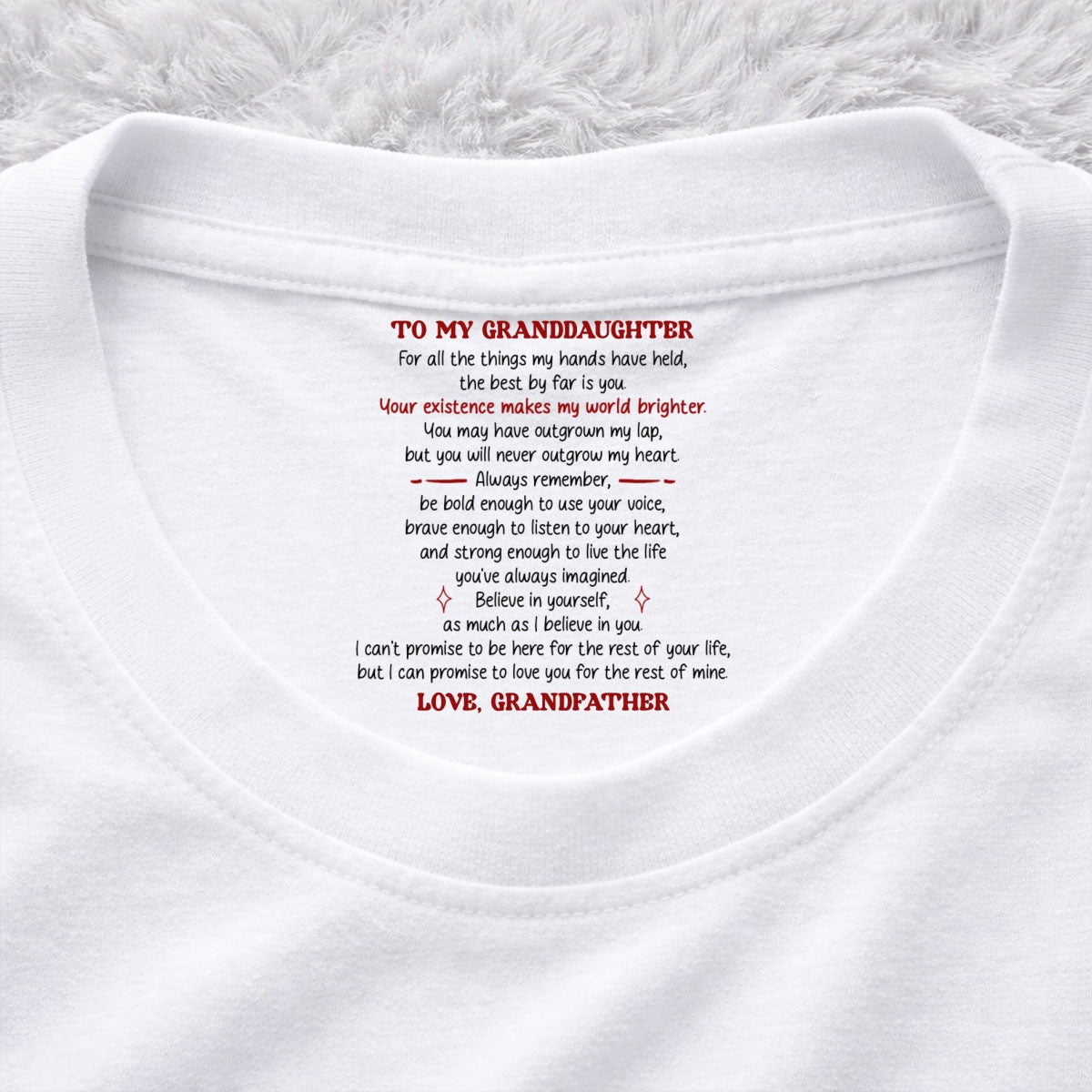 Custom Christmas & Birthday Gift for Daughter • Your Existence Makes My World Brighter - Personalized Inside Neck Print T-Shirt