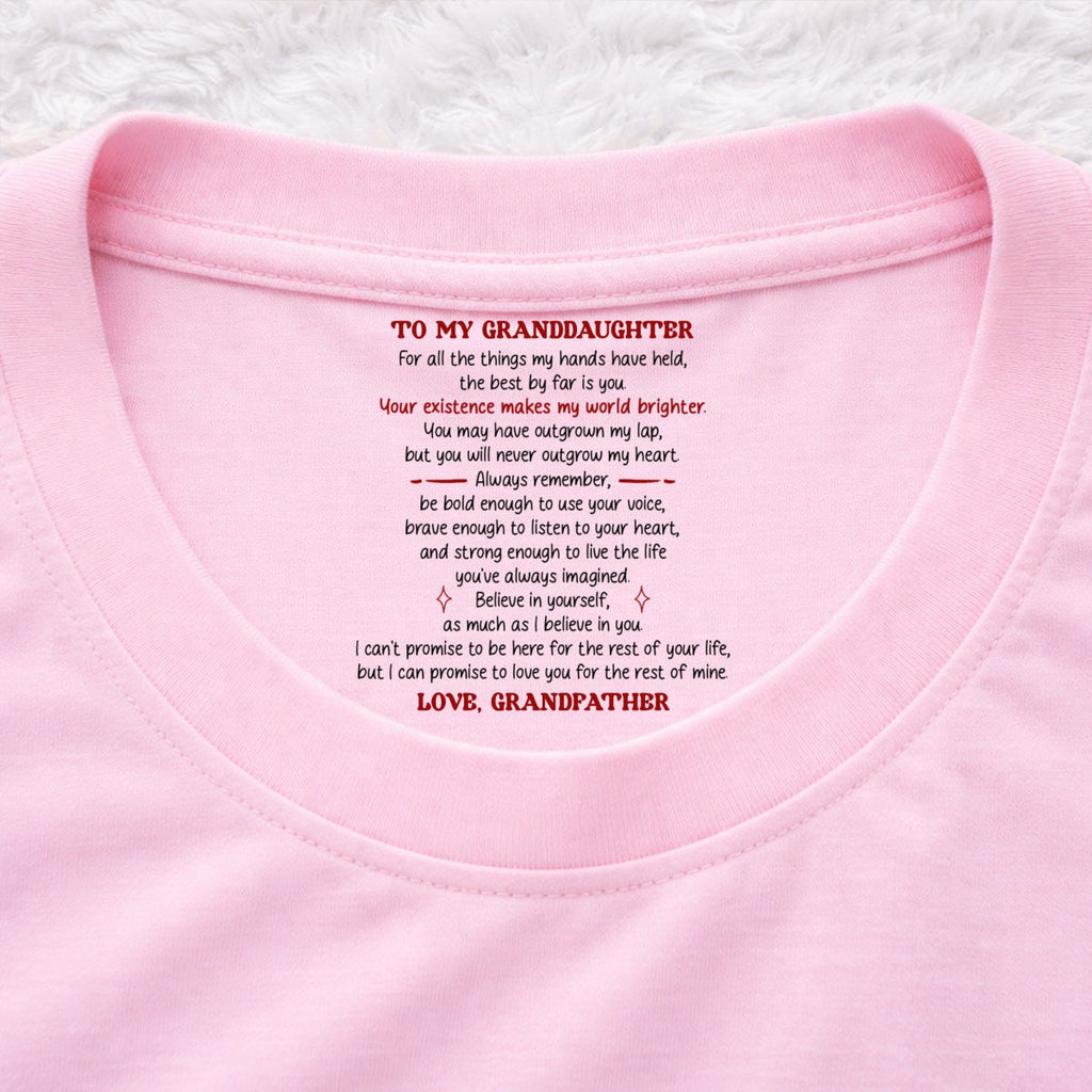 Custom Christmas & Birthday Gift for Daughter • Your Existence Makes My World Brighter - Personalized Inside Neck Print T-Shirt