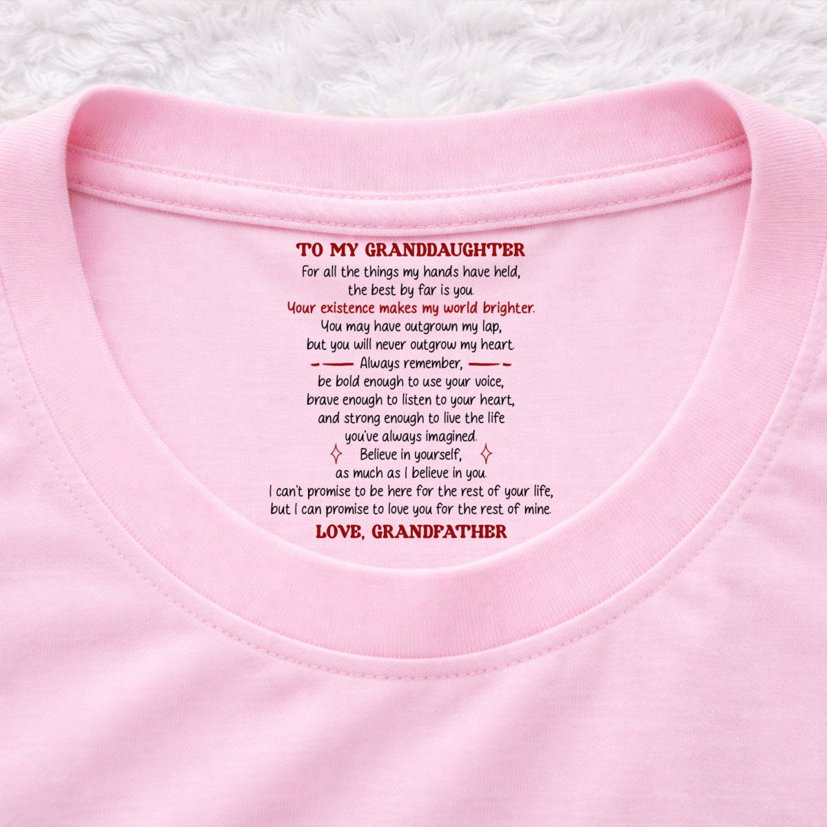 Custom Christmas & Birthday Gift for Daughter • Your Existence Makes My World Brighter - Personalized Inside Neck Print T-Shirt