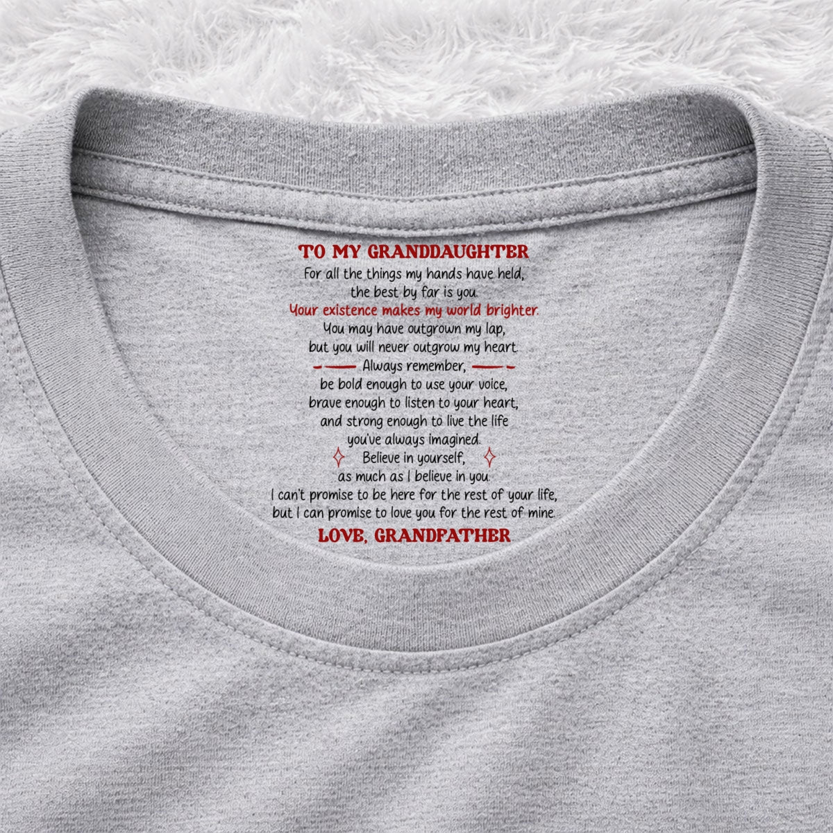 Custom Christmas & Birthday Gift for Daughter • Your Existence Makes My World Brighter - Personalized Inside Neck Print T-Shirt