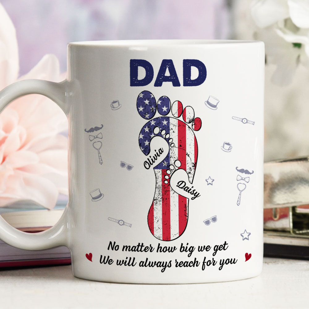 Custom Father's Day, Special Gift for Dad & Grandpa • Dad Footsteps Heart - Personalized Coffee Mug