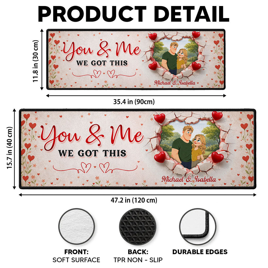 Custom Couple Rug, Anniversary Housewarming Gift For Wife Husband • You And Me We Got This - Personalized Runner Rug