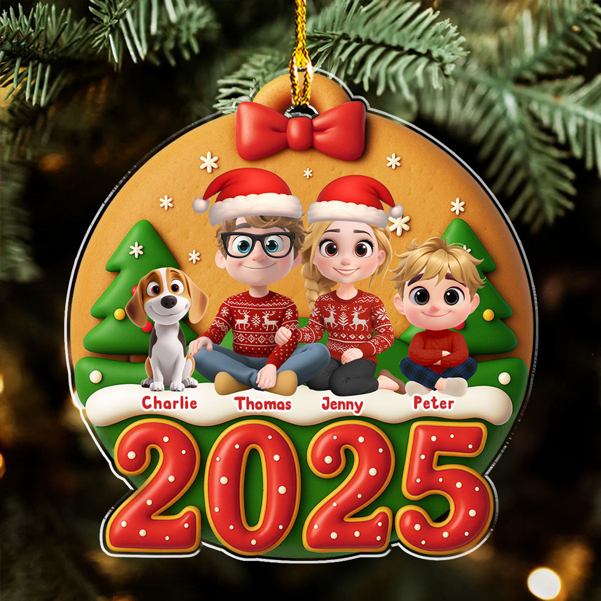 Custom Family Ornament, Christmas Gift for Family Members •  Family Circle Cake - Personalized Acrylic Ornament