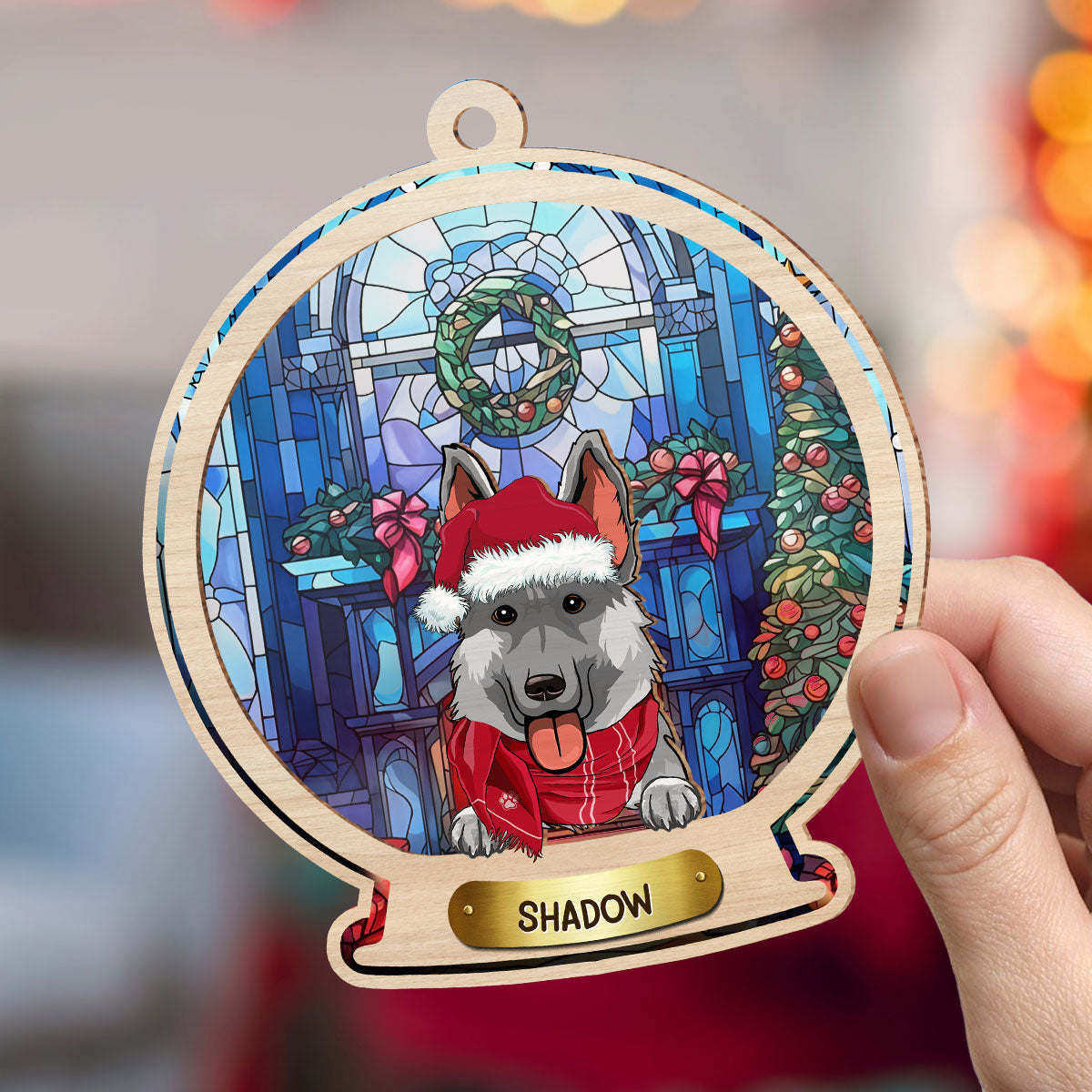 Custom Keepsake Christmas Ornament •  Snow Globe Dog - Personalized Suncatcher Ornament