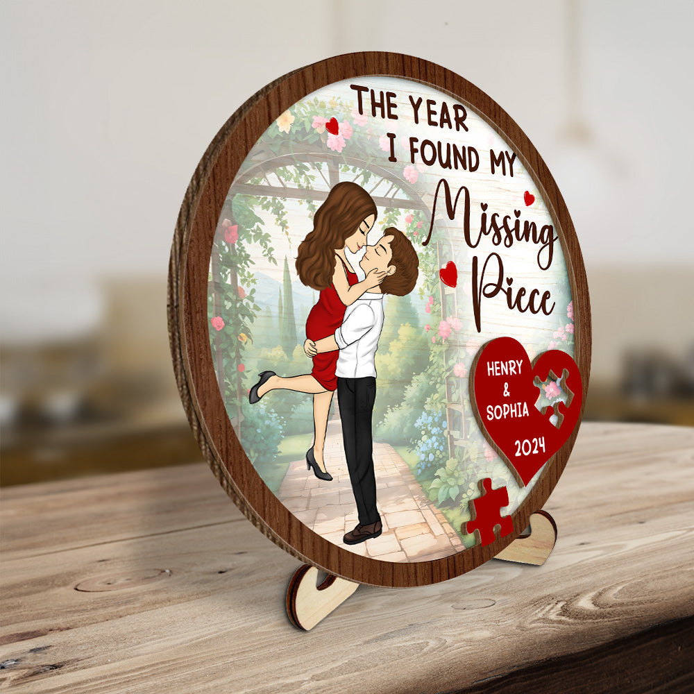 Custom Couple's Decor, Anniversary & Wedding Gift • The Year I Found My Missing Piece - Personalized Wooden Plaque