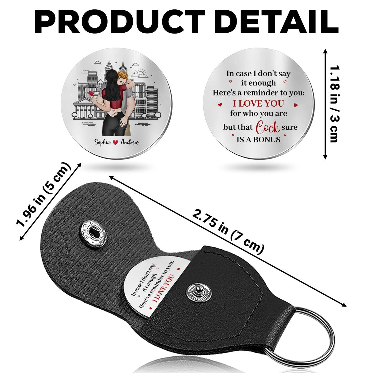Custom Coin Keychain for Husband, Couple Anniversary Valentine's Day Gifts • Here Is A Reminder To You - Personalized Pocket Hug