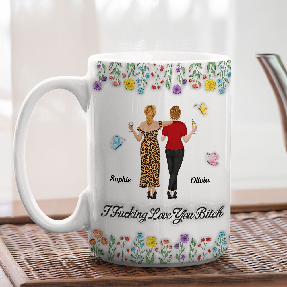Custom Best Friend, Christmas & Birthday Friendship Keepsake Gift • I Love You My Friends - Personalized 3D Inflated Effect Mug