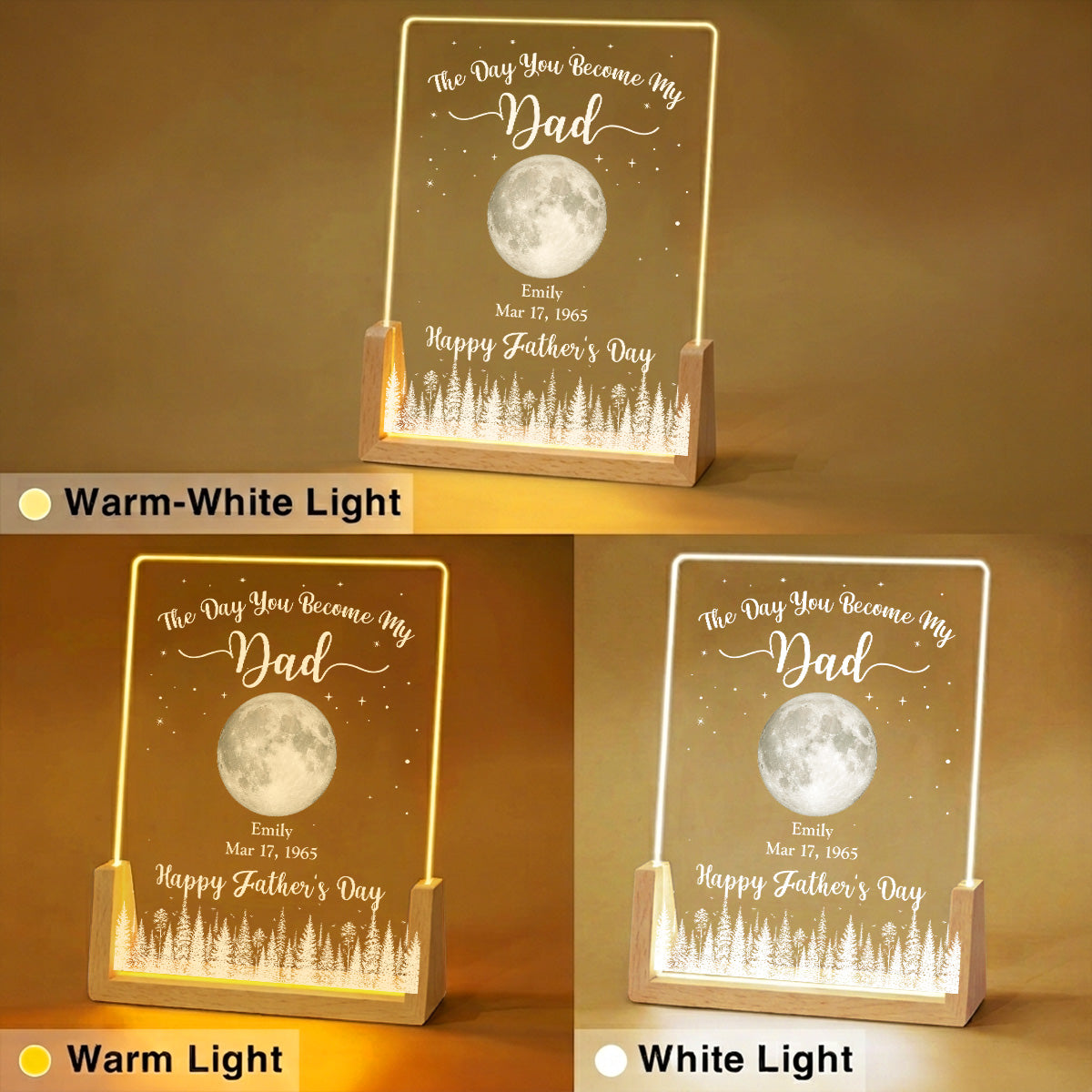 Custom Father's Day Gift for Dad Grandpa • The Day You Become Our Dad 2 - Personalized Night Light