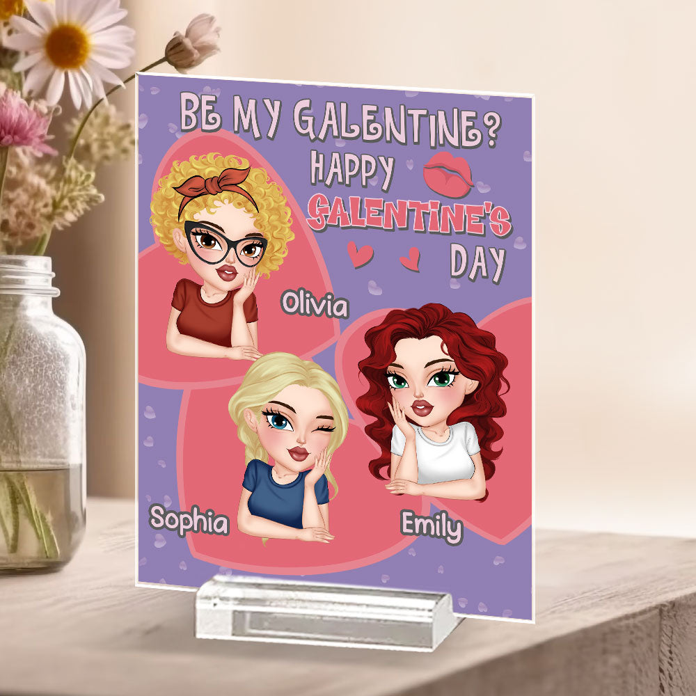 Custom Friendship Decor, Christmas Birthday Gifts For Best Friend • Galentine For My Bestie - Personalized Acrylic Plaque With Base