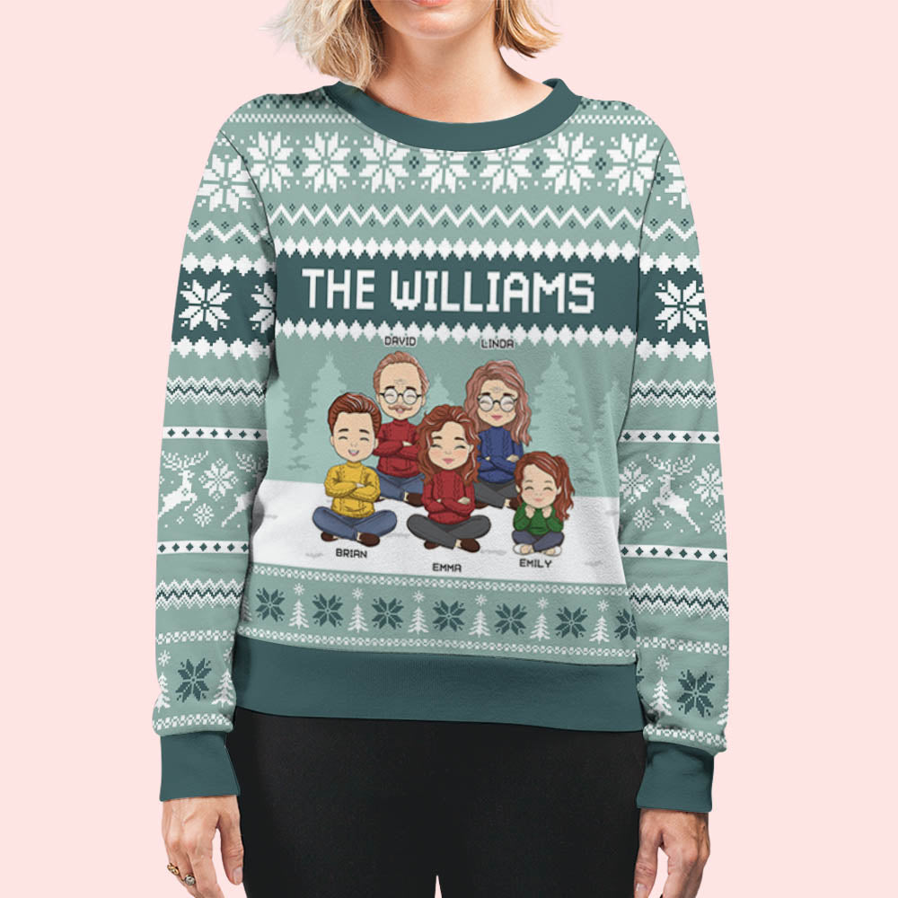 Custom Family Christmas Sweatshirt, Gift for Family Members • Our Family Sweatshirt - Personalized All-Over-Print Sweatshirt