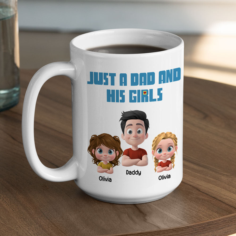 Custom Father's Day, Special Gift for Dad & Grandpa • Daddy And His Children - Personalized Coffee Mug