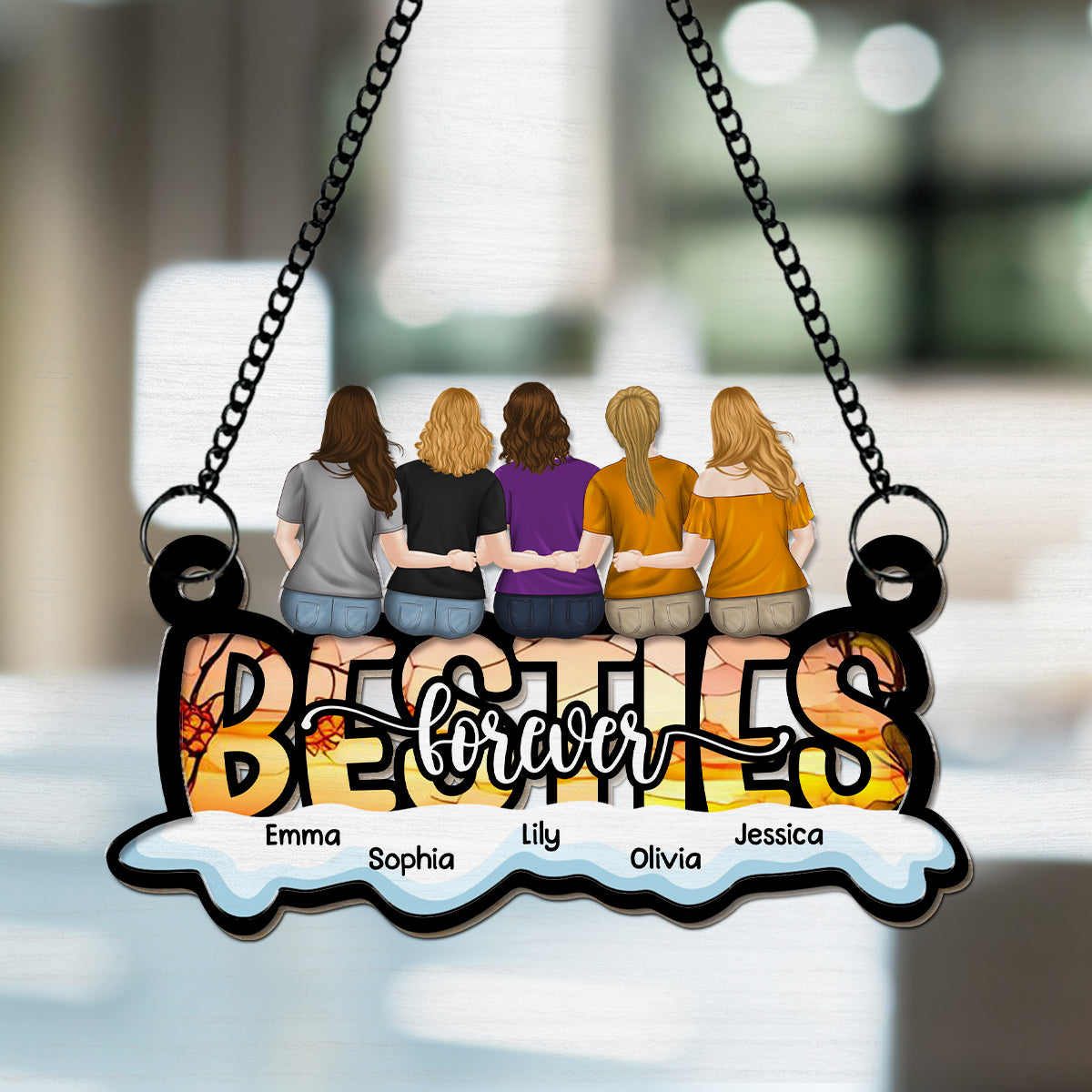 Custom Best Friend Hanging Decor, Friendship Birthday Gifts • Besties Forever - Personalized Suncatcher