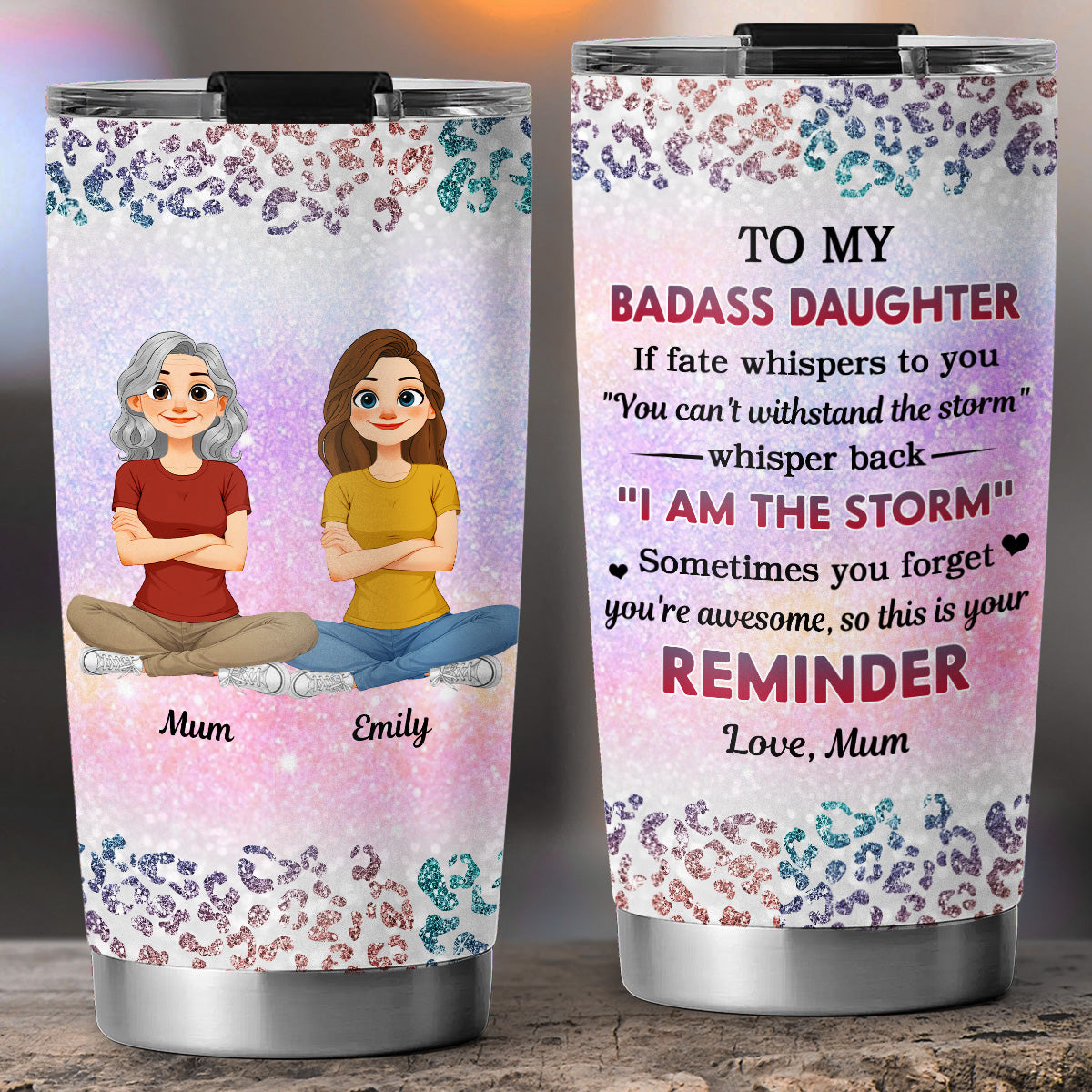 Custom Christmas Birthday Gifts For Granddaughter, Daughter • To My Badass Daughter Version 2 - Personalized Tumbler