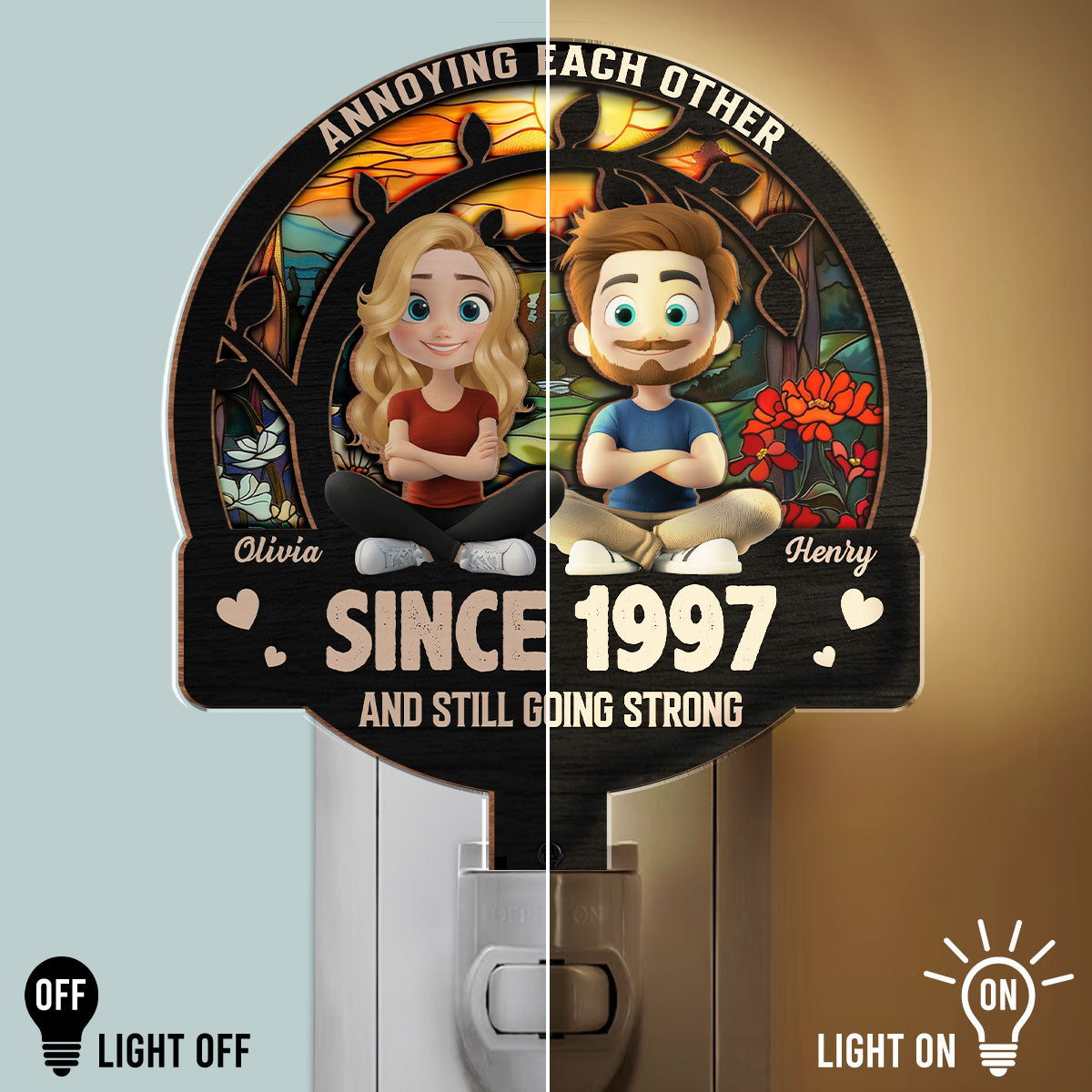 Custom Anniversary, Wedding, Christmas Gift For Husband, Him• Love You Forever - Personalized Wood And Acrylic Night Light