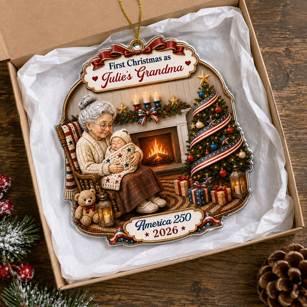 Custom Family First Christmas Ornament •  Grandma Little Star - Personalized 3D Effect Acrylic Ornament