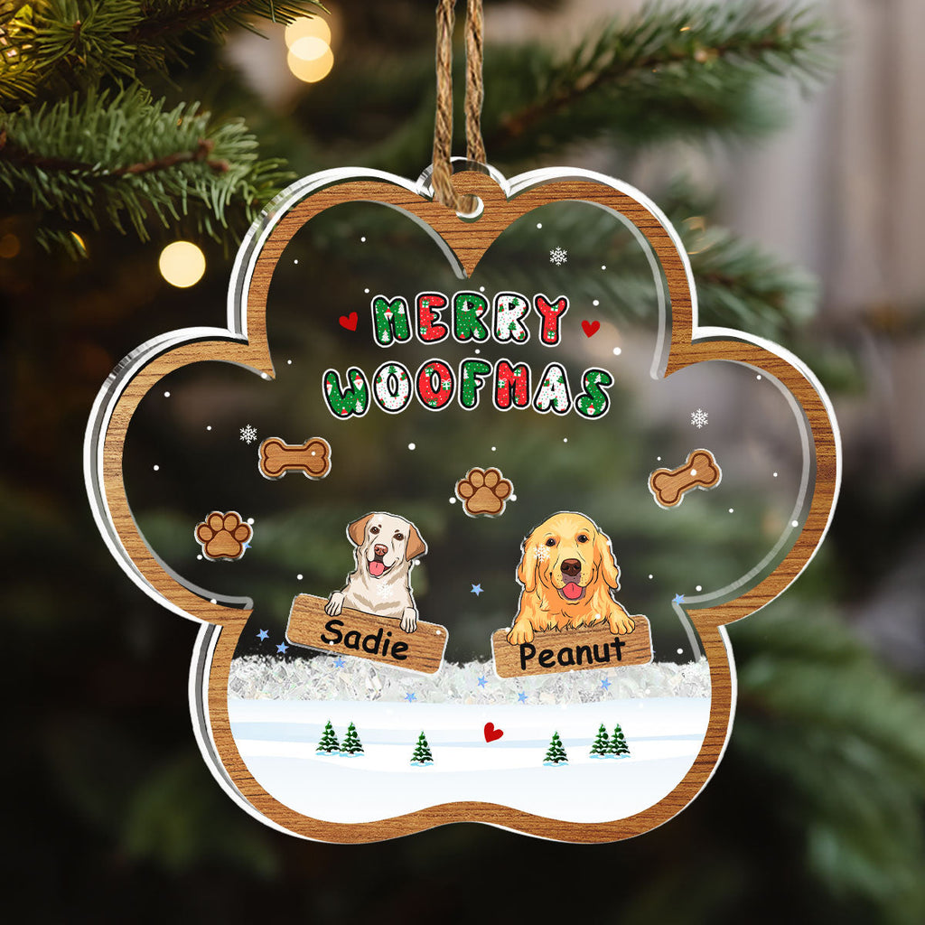 Custom Keepsake Christmas Ornament •  Woofmas Winter - Personalized Acrylic Shaker Ornament