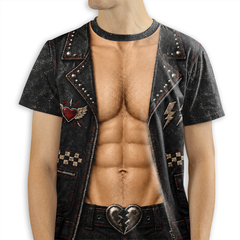 Custom Christmas Anniversary Keepsake Gifts For Husband • Rockstar Biker - Personalized All-over-print T-shirt