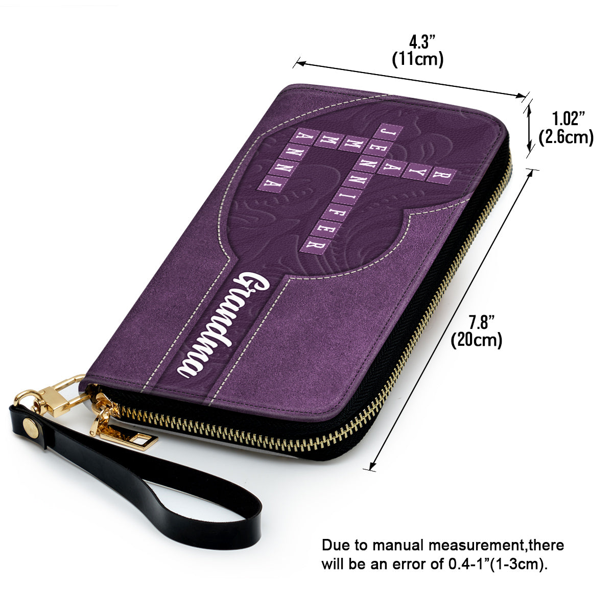 Love My Grandkids Crossword - Personalized Leather Wallet