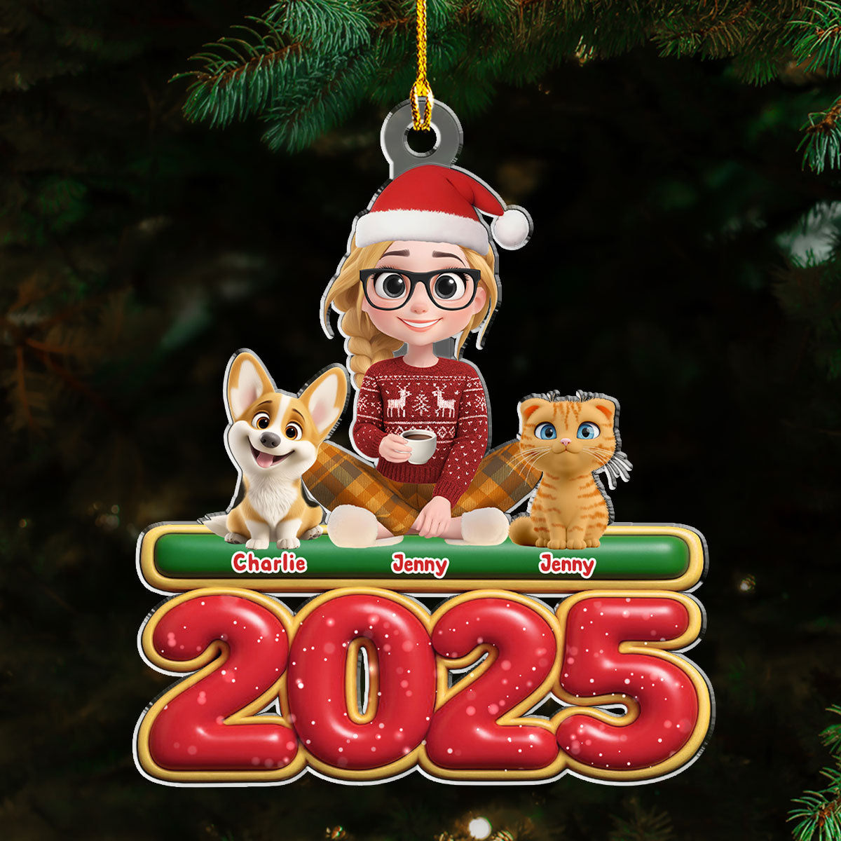 Custom Keepsake Christmas Ornament •  Me And My Fur Babies - Personalized Acrylic Ornament