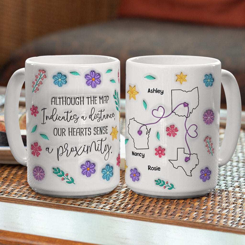 Custom Best Friend, Christmas & Birthday Friendship Keepsake Gift • My Heart Feels You Nearby - Personalized 3D Inflated Effect Mug