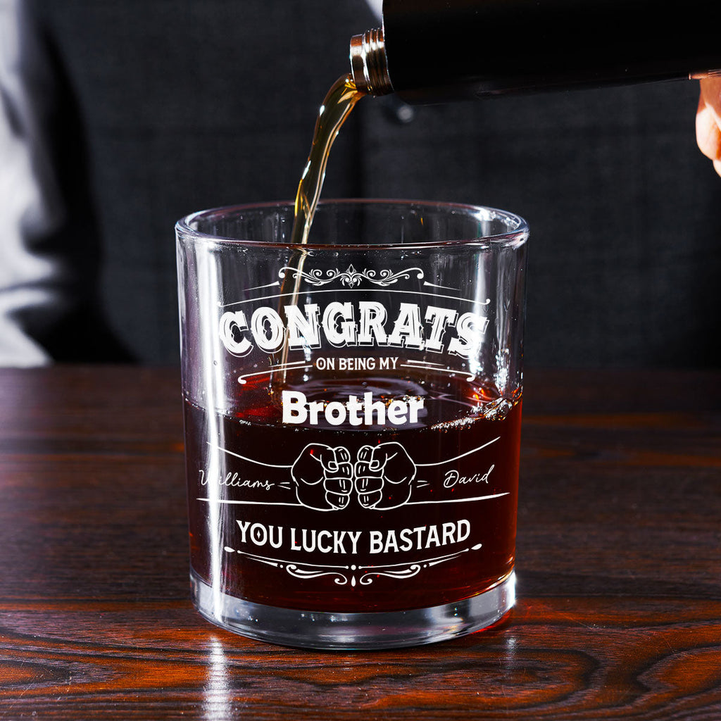 Custom Christmas Anniversary Birthday Drinkware Gifts for Wife • You Are Stuck With Me Forever - Personalized Whiskey Glass
